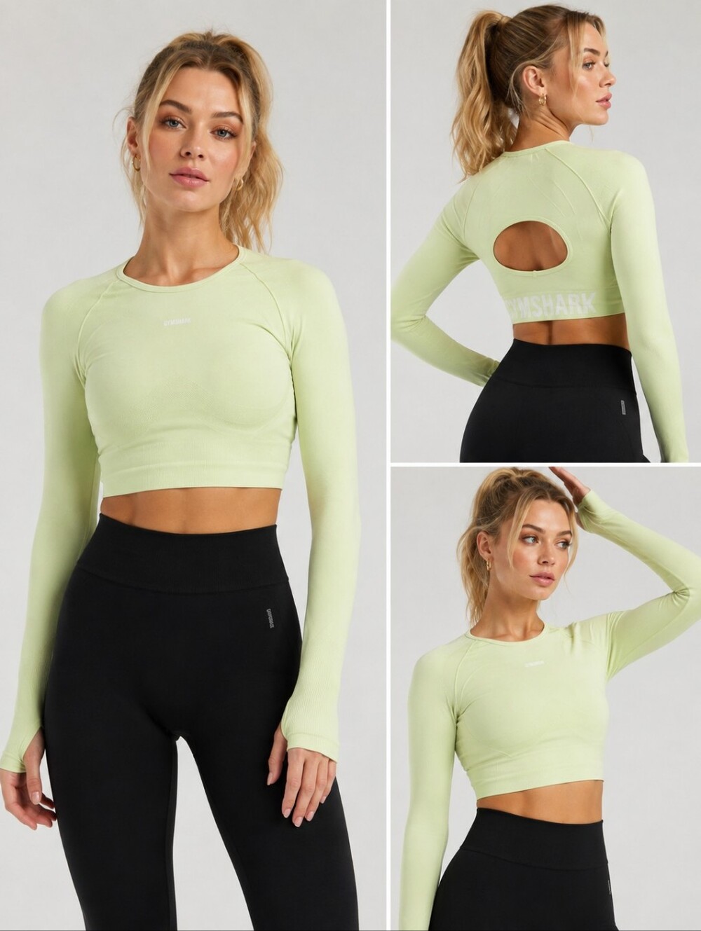 Gymshark Light Lime Seamless Long Sleeve Crop Top